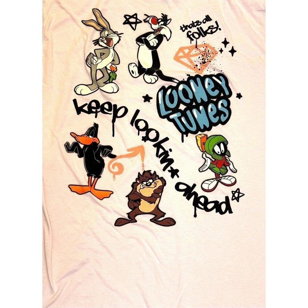 Looney Tunes Tweety Pink Graphic T Shirt Youth L 11 13 Cartoon Tee